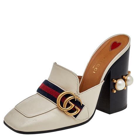 gucci pearl leather mules|GUCCI .